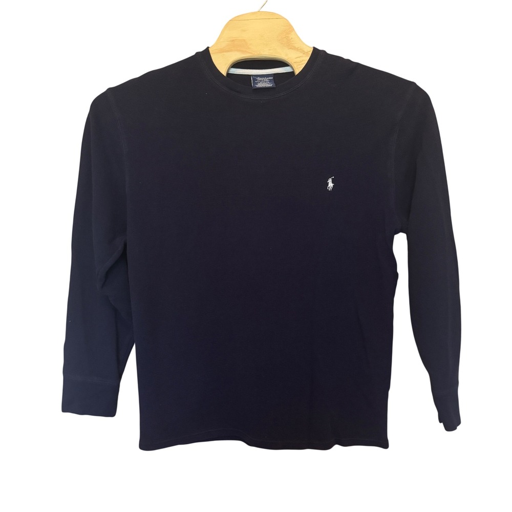 Polo Ralph Lauren Thermal Sleep Shirt 2XL Navy Waffle Knit Long Sleeve Layering